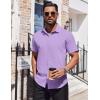 COOFANDY Mens Dress Shirts Button Down Short Sleeve Shirt Summer Shirts Business Casual Wedding Shirt(Light Purple)