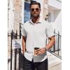 COOFANDY Mens Dress Shirts Button Down Short Sleeve Shirt Summer Shirts Business Casual Wedding Shirt(White)