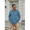 COOFANDY Mens Dress Shirts Long Sleeve Plaid Button Down Shirt Business Casual Stretch Shirts with Pocket(Navy Green Plaid)
