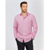 COOFANDY Mens Dress Shirts Long Sleeve Plaid Button Down Shirt Business Casual Stretch Shirts with Pocket(Pink Plaid)