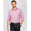 COOFANDY Mens Dress Shirts Long Sleeve Plaid Button Down Shirt Business Casual Stretch Shirts with Pocket(Pink Plaid)