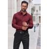 COOFANDY Mens Dress Shirts Long Sleeve Stain Shield Button Down Shirt Regular Fit Formal Business Wedding Shirts(Red)