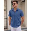 COOFANDY Mens Dress Shirts Short Sleeve Business Casual Shirts Regular Fit Casual Button Down Untucked Shirts(Navy Blue)