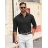 COOFANDY Mens Dress Shirts Untucked Long Sleeve Button Down Denim Shirt Stretch Business Casual Shirts for Men(Black)