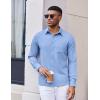 COOFANDY Mens Dress Shirts Untucked Long Sleeve Button Down Denim Shirt Stretch Business Casual Shirts for Men(Blue)
