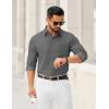 COOFANDY Mens Dress Shirts Untucked Long Sleeve Button Down Denim Shirt Stretch Business Casual Shirts for Men(Dark Grey)