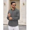 COOFANDY Mens Dress Shirts Untucked Long Sleeve Button Down Denim Shirt Stretch Business Casual Shirts for Men(Dark Grey)