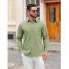 COOFANDY Mens Dress Shirts Untucked Long Sleeve Button Down Denim Shirt Stretch Business Casual Shirts for Men(Light Green)