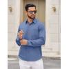 COOFANDY Mens Dress Shirts Untucked Long Sleeve Button Down Denim Shirt Stretch Business Casual Shirts for Men(Navy Blue)