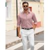 COOFANDY Mens Dress Shirts Untucked Long Sleeve Button Down Denim Shirt Stretch Business Casual Shirts for Men(Pink)