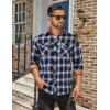COOFANDY Men’s Fall Plaid Button Down Shirt Long Sleeve Casual Cowboy Work Shirts Lightweight Flannel Shirts Two Pocket(Plaid-black & Navy)