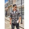 COOFANDY Men’s Fall Plaid Button Down Shirt Long Sleeve Casual Cowboy Work Shirts Lightweight Flannel Shirts Two Pocket(Plaid-brown White Plaid)