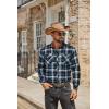 COOFANDY Men’s Fall Plaid Button Down Shirt Long Sleeve Casual Cowboy Work Shirts Lightweight Flannel Shirts Two Pocket(Plaid-grey&green&navy)