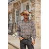 COOFANDY Men’s Fall Plaid Button Down Shirt Long Sleeve Casual Cowboy Work Shirts Lightweight Flannel Shirts Two Pocket(Plaid-khaki)