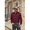 COOFANDY Men’s Fall Plaid Button Down Shirt Long Sleeve Casual Cowboy Work Shirts Lightweight Flannel Shirts Two Pocket(Plaid-red)