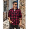 COOFANDY Men’s Fall Plaid Button Down Shirt Long Sleeve Casual Cowboy Work Shirts Lightweight Flannel Shirts Two Pocket(Plaid-red)