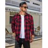 COOFANDY Men’s Fall Plaid Button Down Shirt Long Sleeve Casual Cowboy Work Shirts Lightweight Flannel Shirts Two Pocket(Plaid-red)