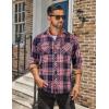 COOFANDY Men’s Fall Plaid Button Down Shirt Long Sleeve Casual Cowboy Work Shirts Lightweight Flannel Shirts Two Pocket(Plaid-red Navy White)