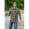 COOFANDY Men’s Fall Plaid Button Down Shirt Long Sleeve Casual Cowboy Work Shirts Lightweight Flannel Shirts Two Pocket(Plaid-yellow Navy Plaid)