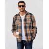 COOFANDY Men’s Flannel Plaid Shirts Long Sleeve Casual Button Down Shirt with Pockets(Black-orange Plaid)
