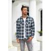 COOFANDY Men’s Flannel Plaid Shirts Long Sleeve Casual Button Down Shirt with Pockets(Blue White)