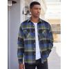 COOFANDY Men’s Flannel Plaid Shirts Long Sleeve Casual Button Down Shirt with Pockets(Green Blue & Black Plaid)