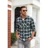 COOFANDY Men’s Flannel Plaid Shirts Long Sleeve Casual Button Down Shirt with Pockets(Navy Green)