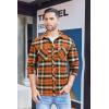 COOFANDY Men’s Flannel Plaid Shirts Long Sleeve Casual Button Down Shirt with Pockets(Orange Green)