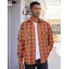 COOFANDY Men’s Flannel Plaid Shirts Long Sleeve Casual Button Down Shirt with Pockets(Orange Grey Plaid)