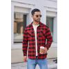 COOFANDY Men’s Flannel Plaid Shirts Long Sleeve Casual Button Down Shirt with Pockets(Red)