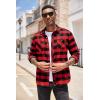 COOFANDY Men’s Flannel Plaid Shirts Long Sleeve Casual Button Down Shirt with Pockets(Red)