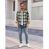 COOFANDY Mens Flannel Shirts Long Sleeve Button Down Shirt Casual Shirts Work Shirts for Men(Green)
