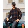 COOFANDY Mens Flannel Shirts Long Sleeve Button Down Shirt Casual Shirts Work Shirts for Men(Navy and Brown)