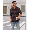 COOFANDY Mens Flannel Shirts Long Sleeve Button Down Shirt Casual Shirts Work Shirts for Men(Navy and Brown)