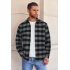 COOFANDY Mens Flannel Shirts Long Sleeve Button Down Shirt with Pocket Casual Shirts Work Shirts for Men(Black Grey)