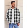 COOFANDY Mens Flannel Shirts Long Sleeve Button Down Shirt with Pocket Casual Shirts Work Shirts for Men(Black and White)