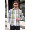 COOFANDY Mens Flannel Shirts Long Sleeve Button Down Shirt with Pocket Casual Shirts Work Shirts for Men(Blue Brown)