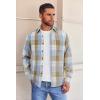 COOFANDY Mens Flannel Shirts Long Sleeve Button Down Shirt with Pocket Casual Shirts Work Shirts for Men(Blue Brown)