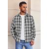 COOFANDY Mens Flannel Shirts Long Sleeve Button Down Shirt with Pocket Casual Shirts Work Shirts for Men(Dark Grey and White)