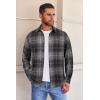 COOFANDY Mens Flannel Shirts Long Sleeve Button Down Shirt with Pocket Casual Shirts Work Shirts for Men(Grey Brown Black Plaid)