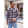 COOFANDY Mens Flannel Shirts Long Sleeve Button Down Shirt with Pocket Casual Shirts Work Shirts for Men(Navy Red White Plaid)