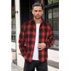 COOFANDY Mens Flannel Shirts Long Sleeve Button Down Shirt with Pocket Casual Shirts Work Shirts for Men(Red/Black)