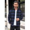 COOFANDY Mens Flannel Shirts Long Sleeve Button Down Shirt with Pocket Casual Shirts Work Shirts for Men(Royal Blue/Black)