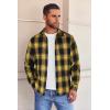 COOFANDY Mens Flannel Shirts Long Sleeve Button Down Shirt with Pocket Casual Shirts Work Shirts for Men(Yellow/Black)