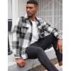 COOFANDY Men’s Flannel Shirts Long Sleeve Cotton Plaid Shirt Jacket Casual Button Down Shirt with Pockets(Black-block)