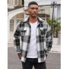 COOFANDY Men’s Flannel Shirts Long Sleeve Cotton Plaid Shirt Jacket Casual Button Down Shirt with Pockets(Black-block)