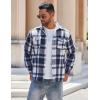 COOFANDY Men’s Flannel Shirts Long Sleeve Cotton Plaid Shirt Jacket Casual Button Down Shirt with Pockets(Blue)