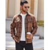 COOFANDY Men’s Flannel Shirts Long Sleeve Cotton Plaid Shirt Jacket Casual Button Down Shirt with Pockets(Brown)
