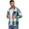 COOFANDY Men’s Flannel Shirts Long Sleeve Cotton Plaid Shirt Jacket Casual Button Down Shirt with Pockets(Green)