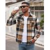 COOFANDY Men’s Flannel Shirts Long Sleeve Cotton Plaid Shirt Jacket Casual Button Down Shirt with Pockets(Khaki)